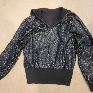 J Crew Black Sequin Sweater M